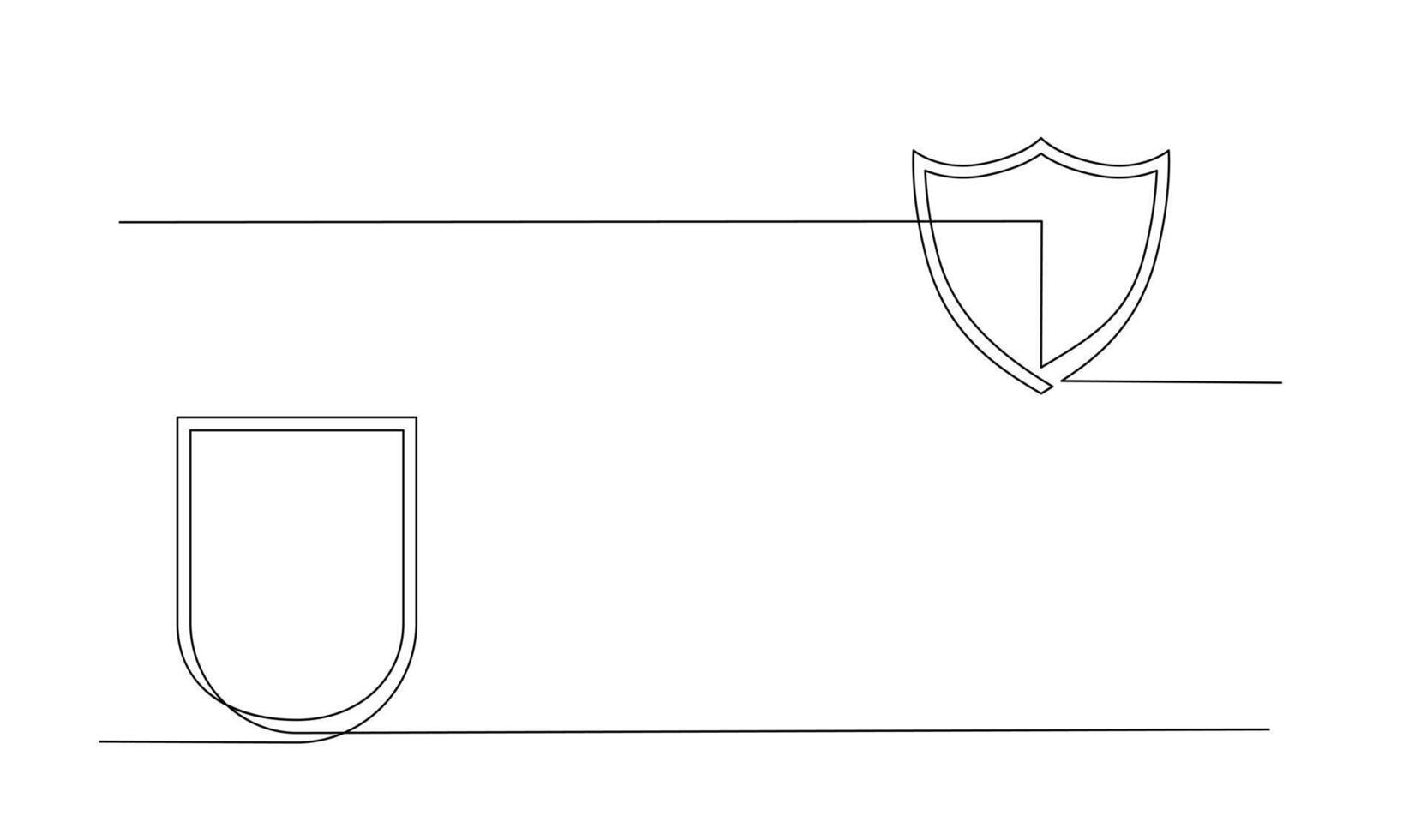 Shield continuous line art. Guard drawing sign. Protect linear symbol vector