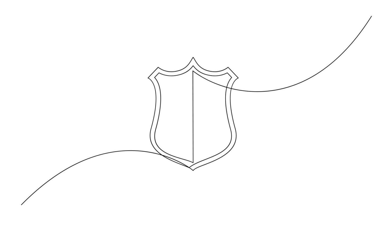 Shield continuous line art. Guard drawing sign. Protect linear symbol vector