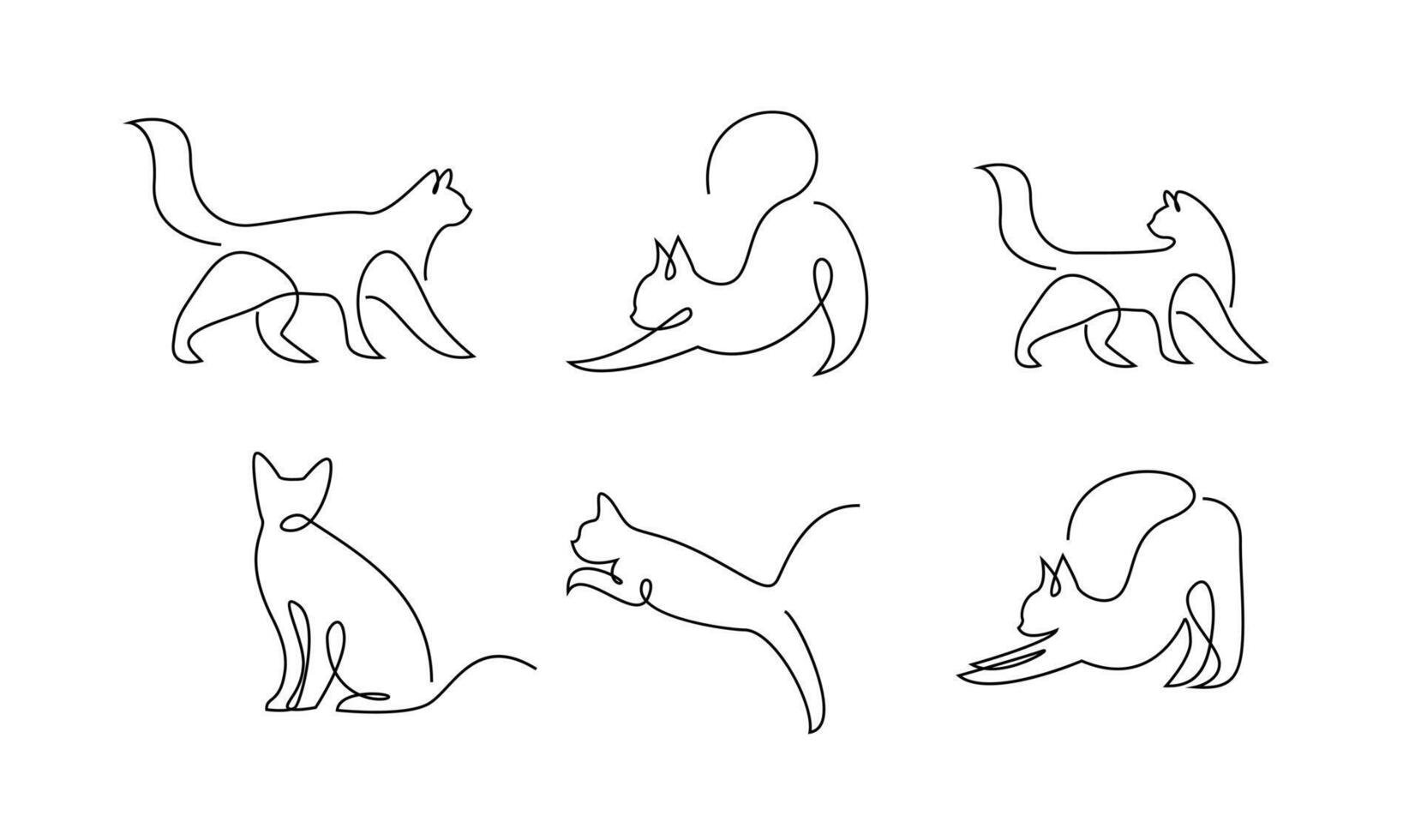 Continuous line drawing of cat on white background. vector