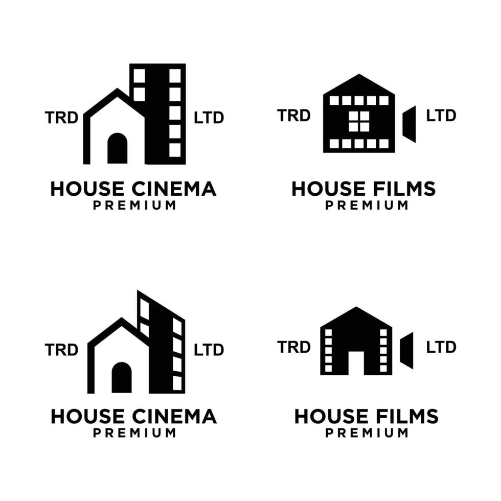 casa hogar estudio película cine vídeo logo icono diseño ilustración vector