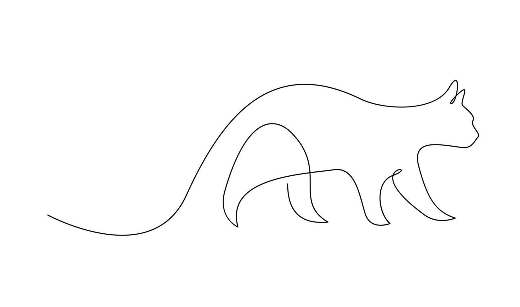 Continuous line drawing of cat on white background. vector