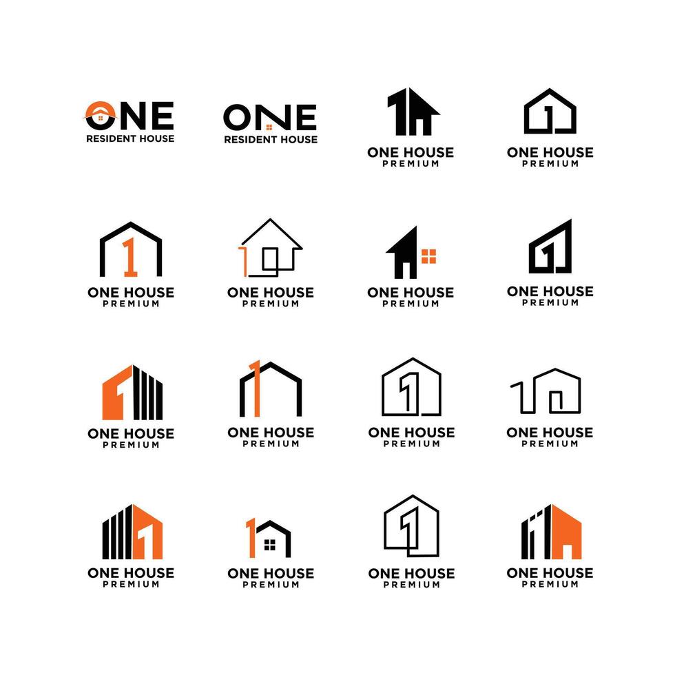 uno 1 casa hogar letra logo icono diseño vector