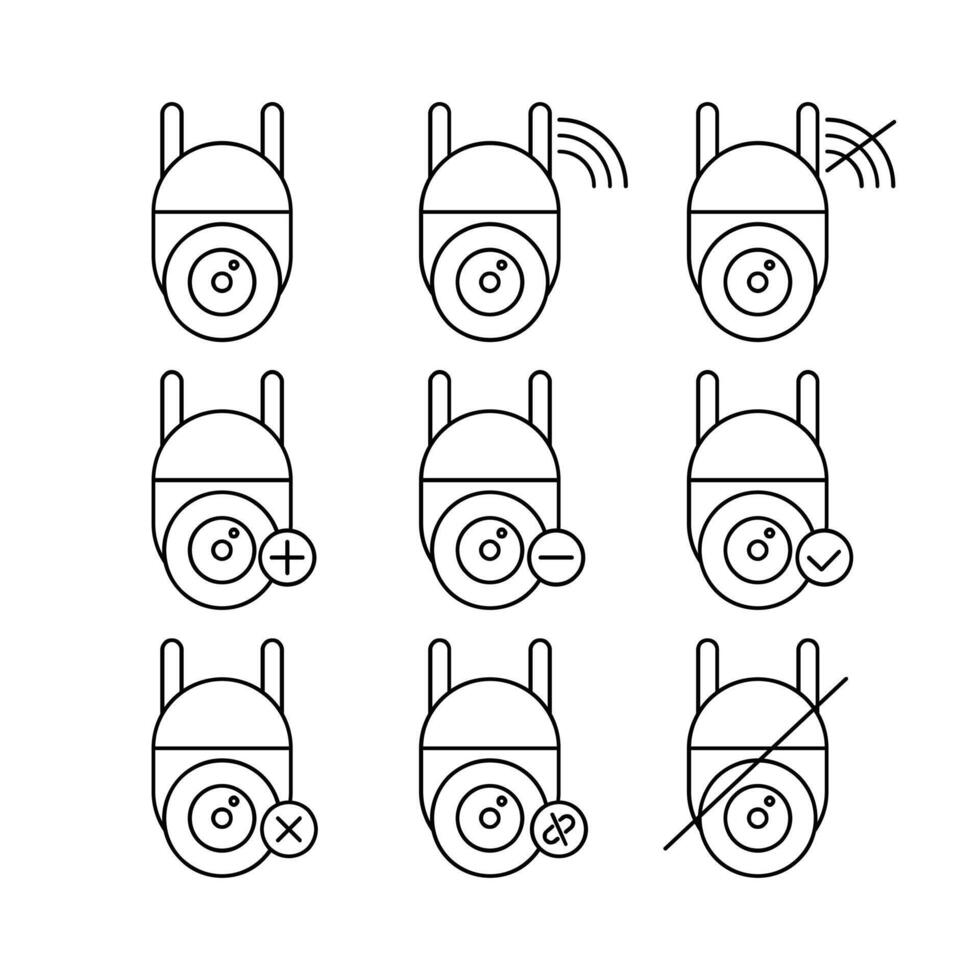 cctv camera icon line set collection design vector
