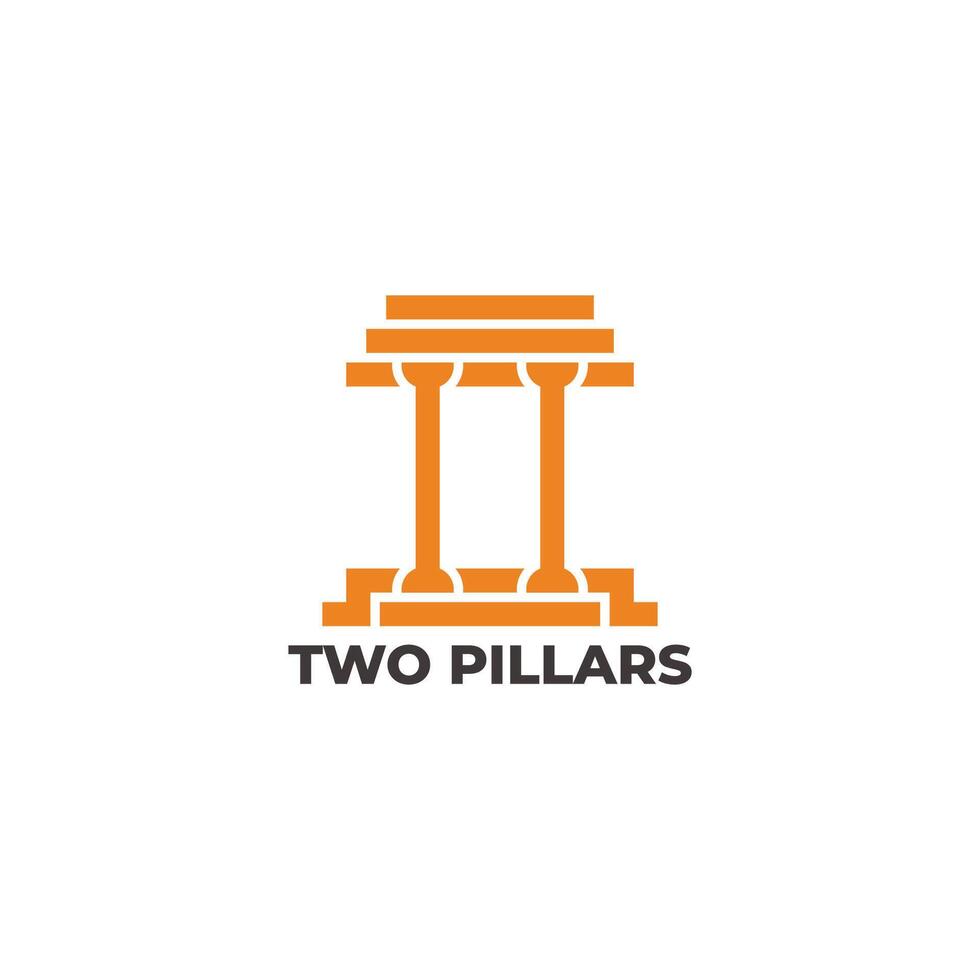 two pillars ancient building simple logo vector