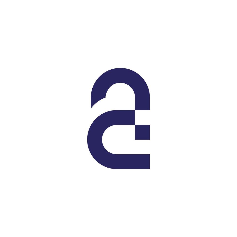 letter ac simple geometric line dot logo vector