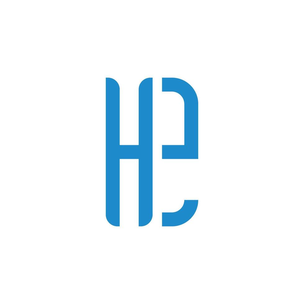 letter he blue geometric logo vector