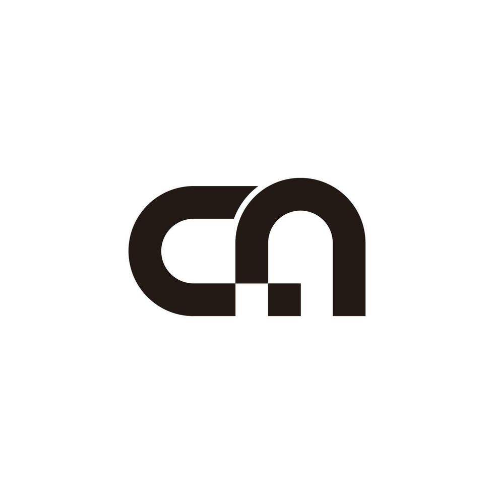 letter cn dot pixel geometric line logo vector