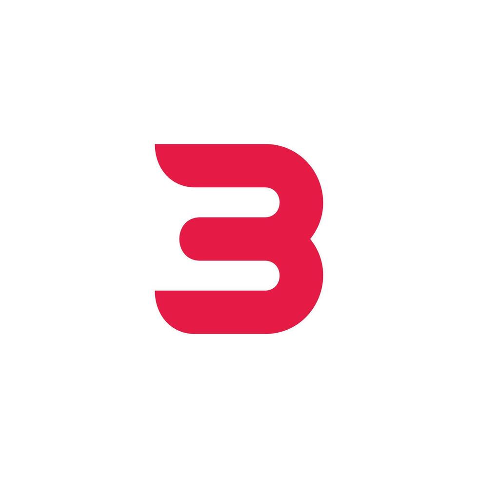 letter b number 3 simple curves run logo vector