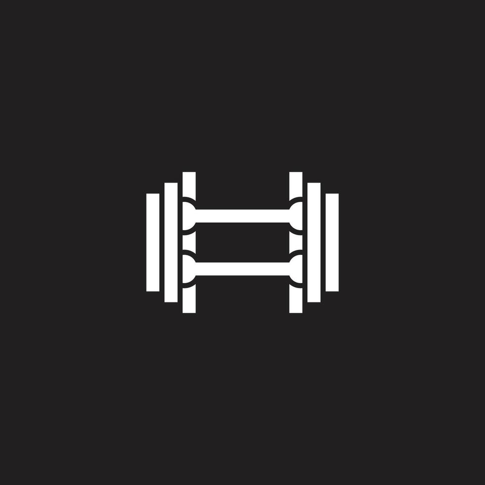 abstract dumbells stripes line logo vector