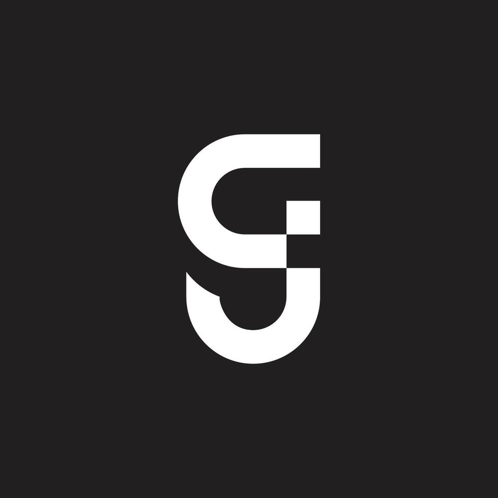 letter gj simple geometric lowercase dot logo vector
