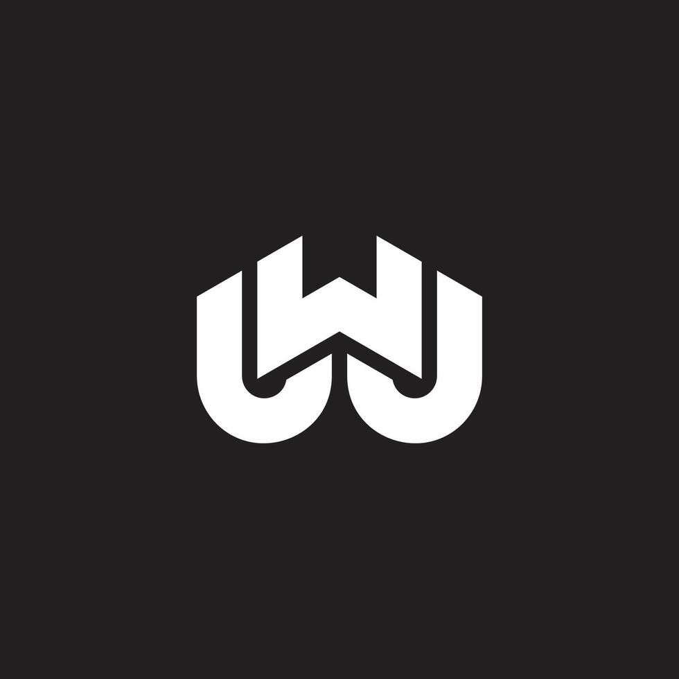 letter wj linked geometric stripes logo vector