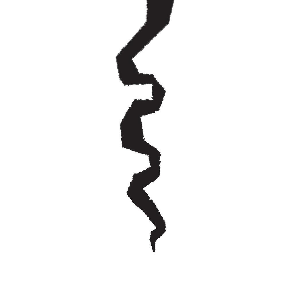A high-contrast of a crack, isolated on a white background. Design element for depicting damage or destruction, suitable for use in articles about earthquakes, repair, and conflict or fracture vector