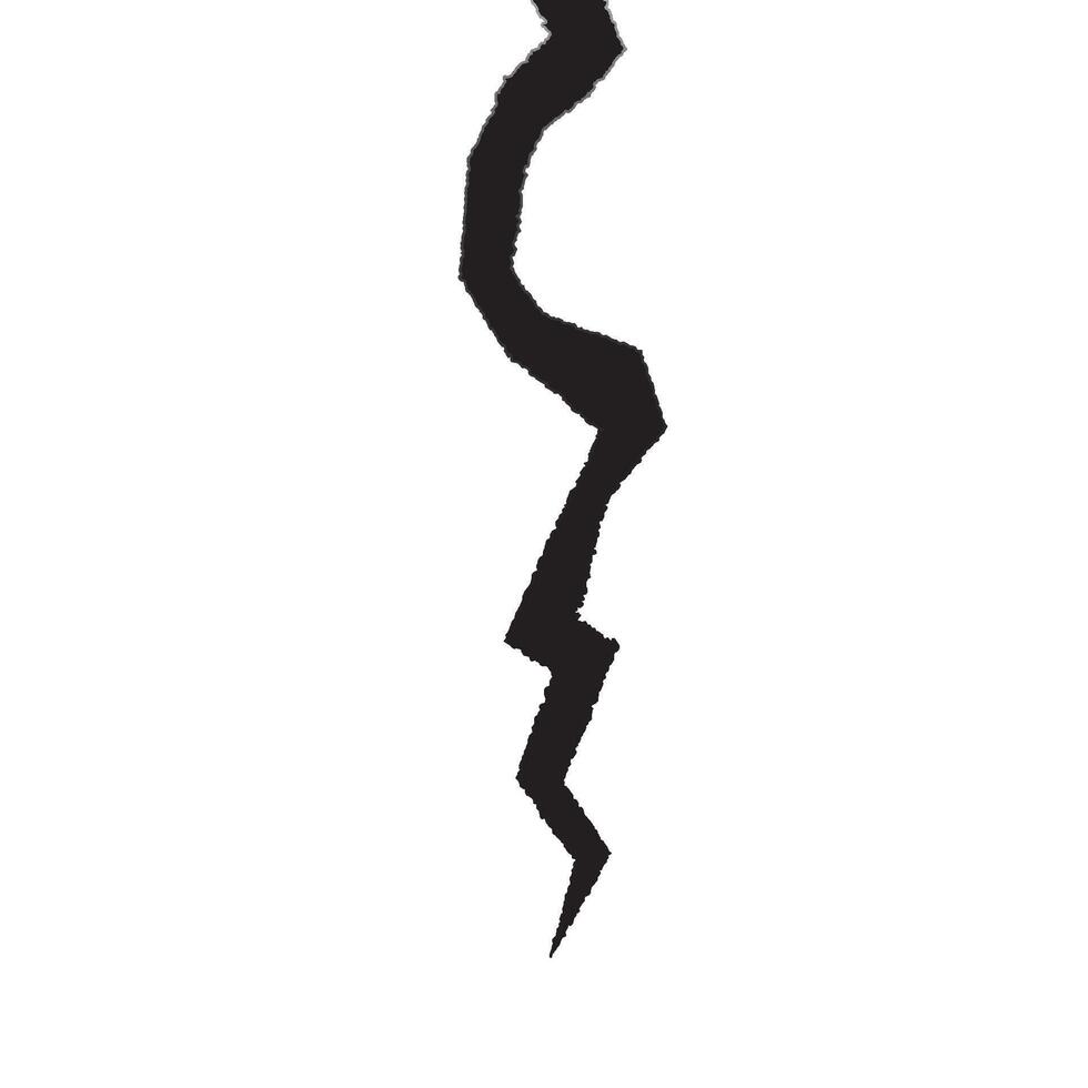 A high-contrast of a crack, isolated on a white background. Design element for depicting damage or destruction, suitable for use in articles about earthquakes, repair, and conflict or fracture vector