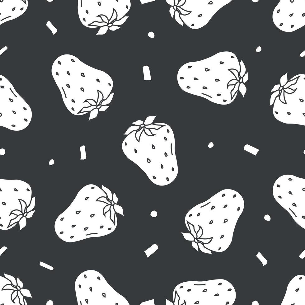 Seamless strawberries pattern. Doodle vector with red strawberries icons. Vintage strawberries pattern