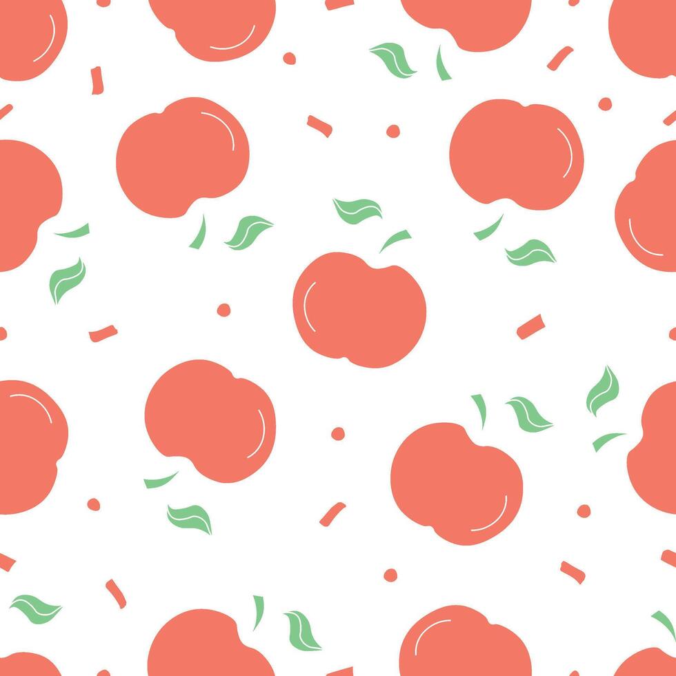 Seamless apple pattern. Colored seamless doodle pattern with red apples vector