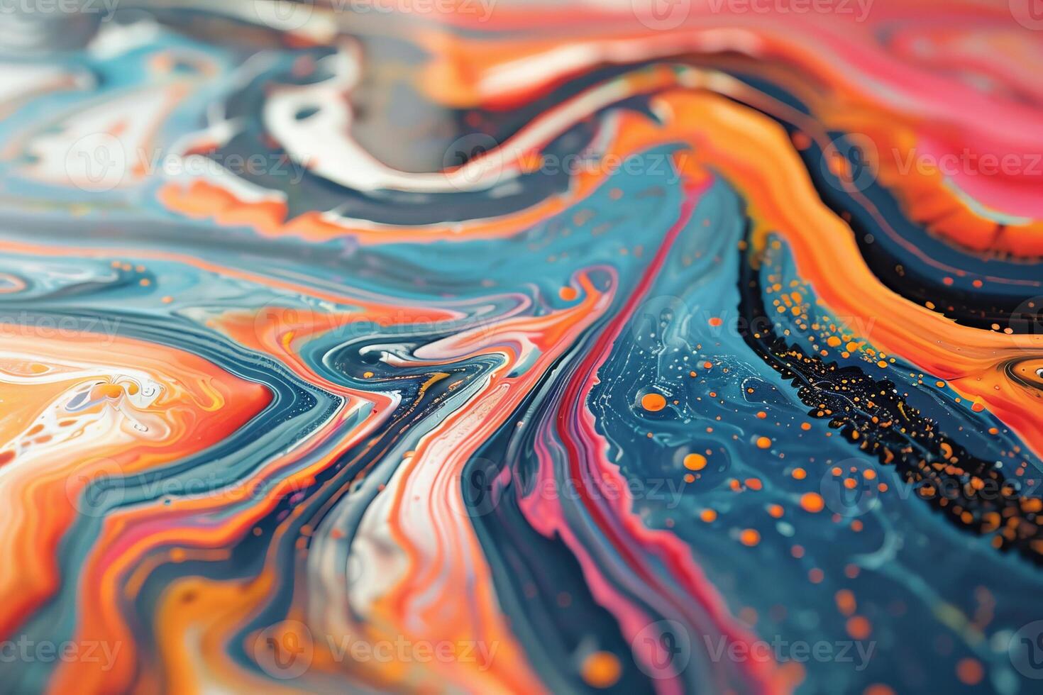 AI generated Marbling technique on paper creates unique, artistic, fluid patterns with swirling colors photo