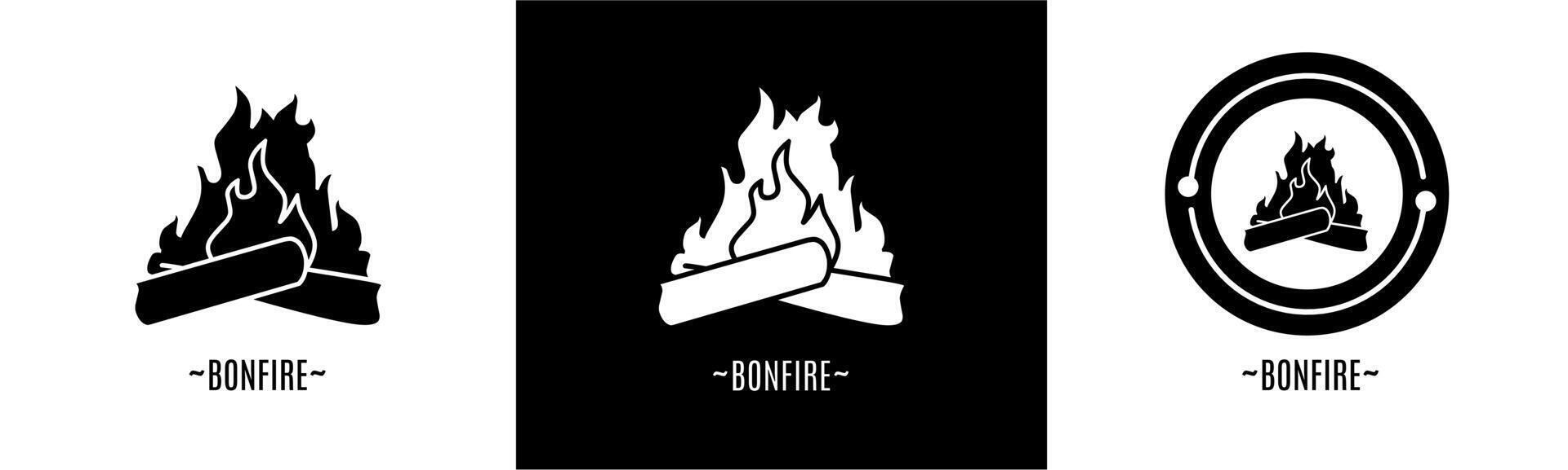 Bonfire logo set. Collection of black and white logos. Stock vector. vector