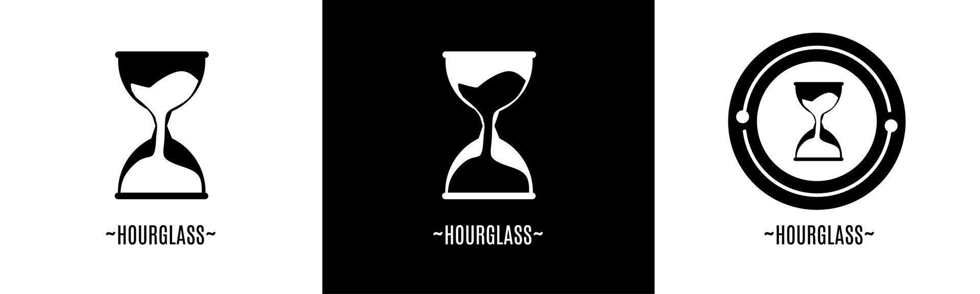 Hourglass logo set. Collection of black and white logos. Stock vector. vector