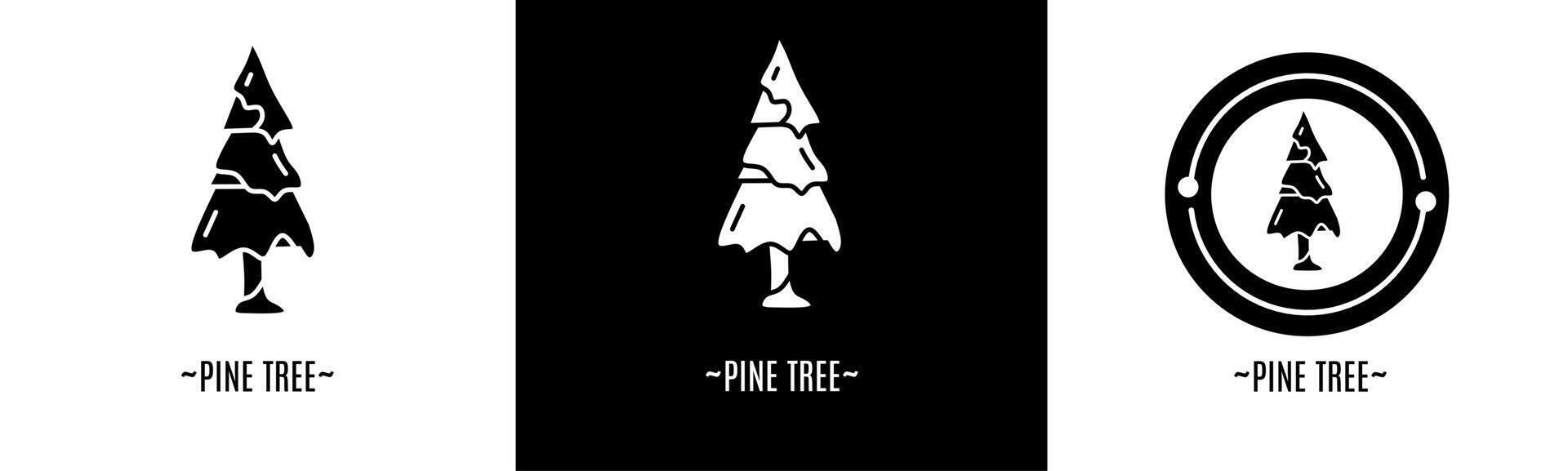 Pine tree logo set. Collection of black and white logos. Stock vector. vector