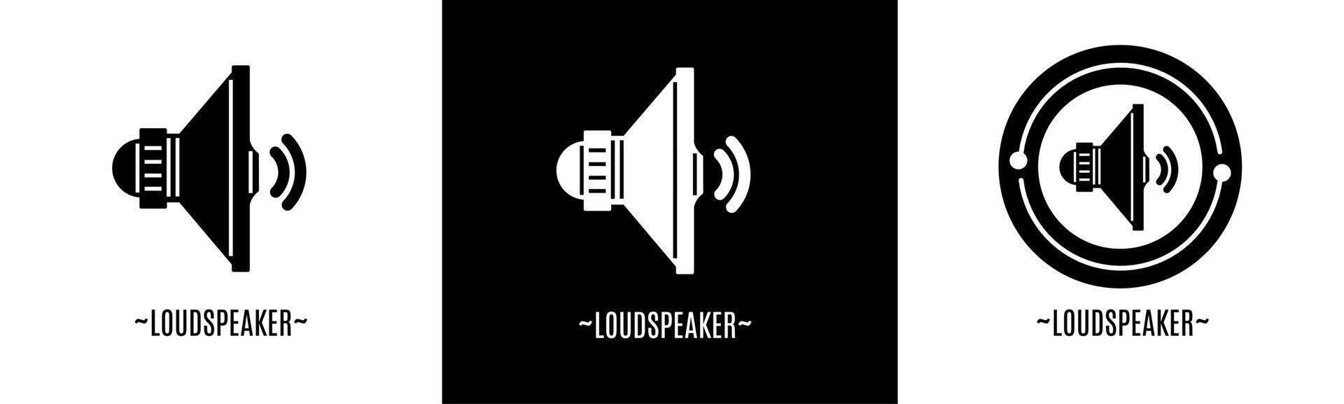 Loudspeaker logo set. Collection of black and white logos. Stock vector. vector