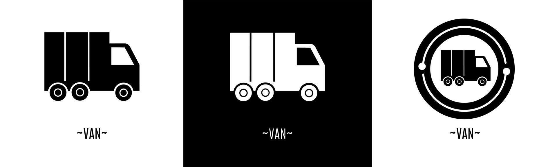Van logo set. Collection of black and white logos. Stock vector. vector