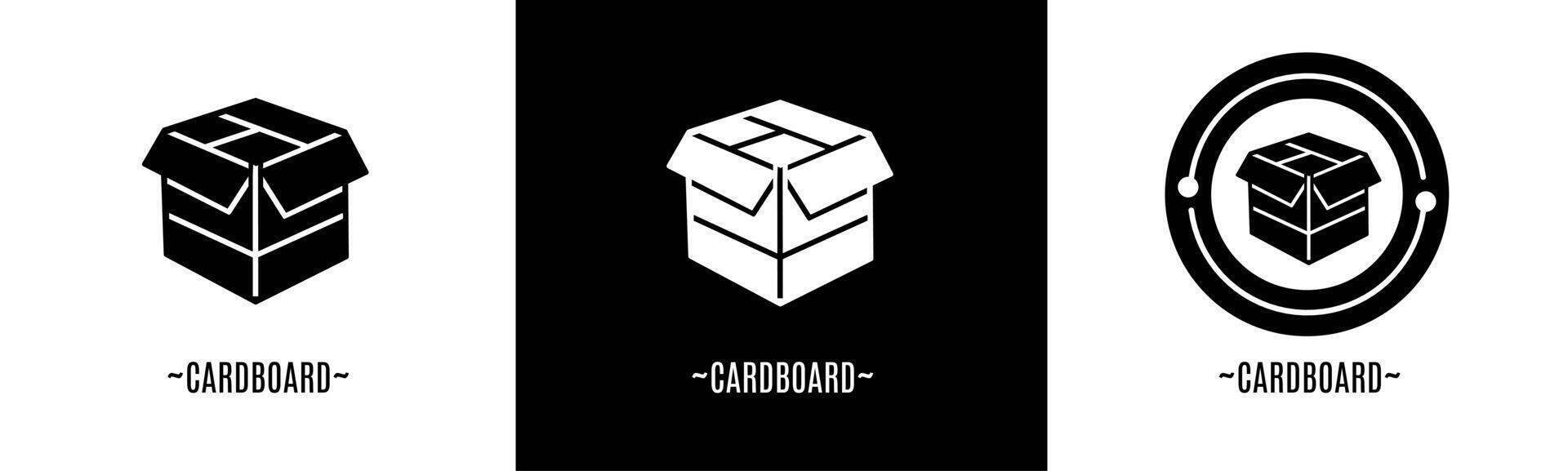 Cardboard logo set. Collection of black and white logos. Stock vector. vector