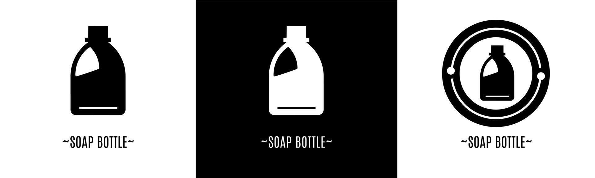 Soap bottle logo set. Collection of black and white logos. Stock vector. vector