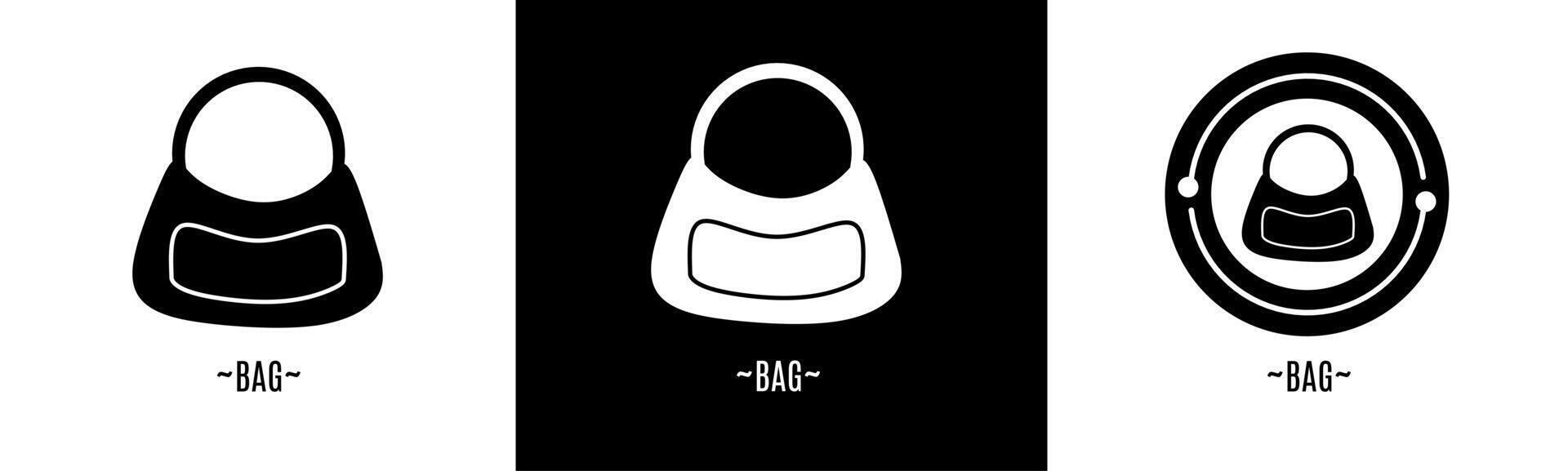 bolso logo colocar. colección de negro y blanco logotipos valores vector. vector