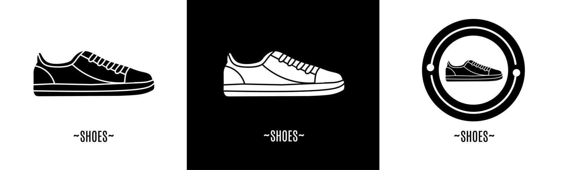 Zapatos logo colocar. colección de negro y blanco logotipos valores vector. vector