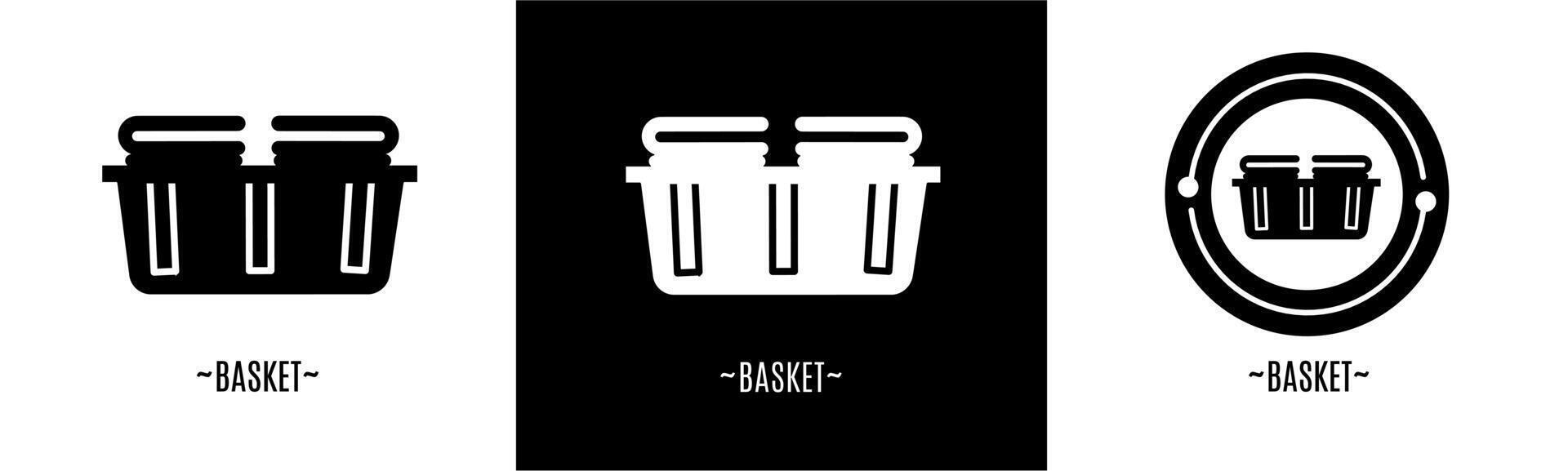 Basket logo set. Collection of black and white logos. Stock vector. vector