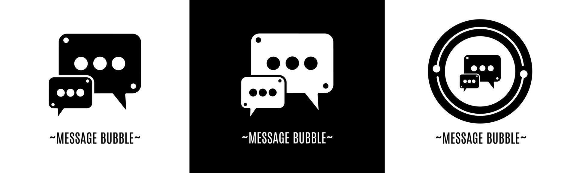 Message bubble logo set. Collection of black and white logos. Stock vector. vector