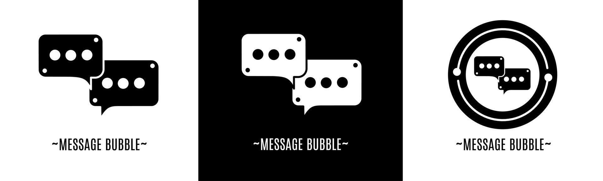 Message bubble logo set. Collection of black and white logos. Stock vector. vector