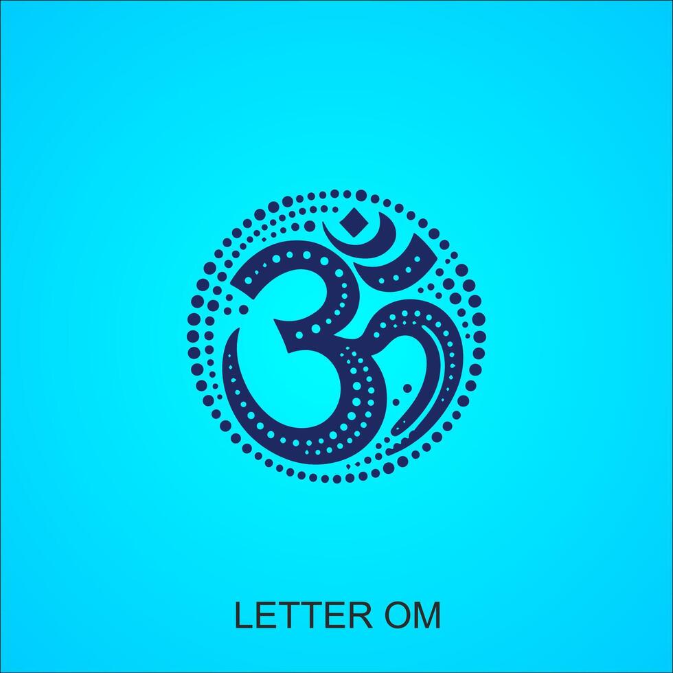 Om Aum symbol of the Hindu religion. Green om icon on dark background. Sacred sound and a spiritual icon, vector illustration Indian