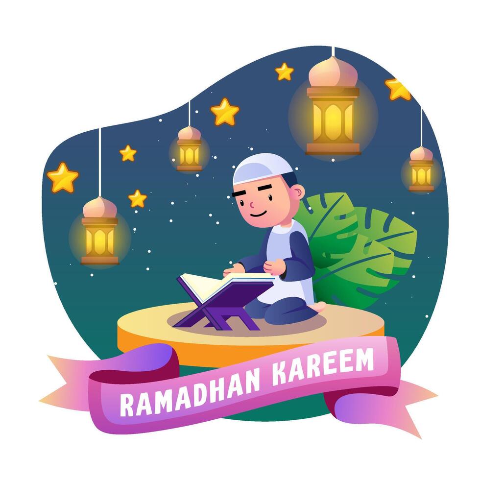 Ramadán niños ilustración vector