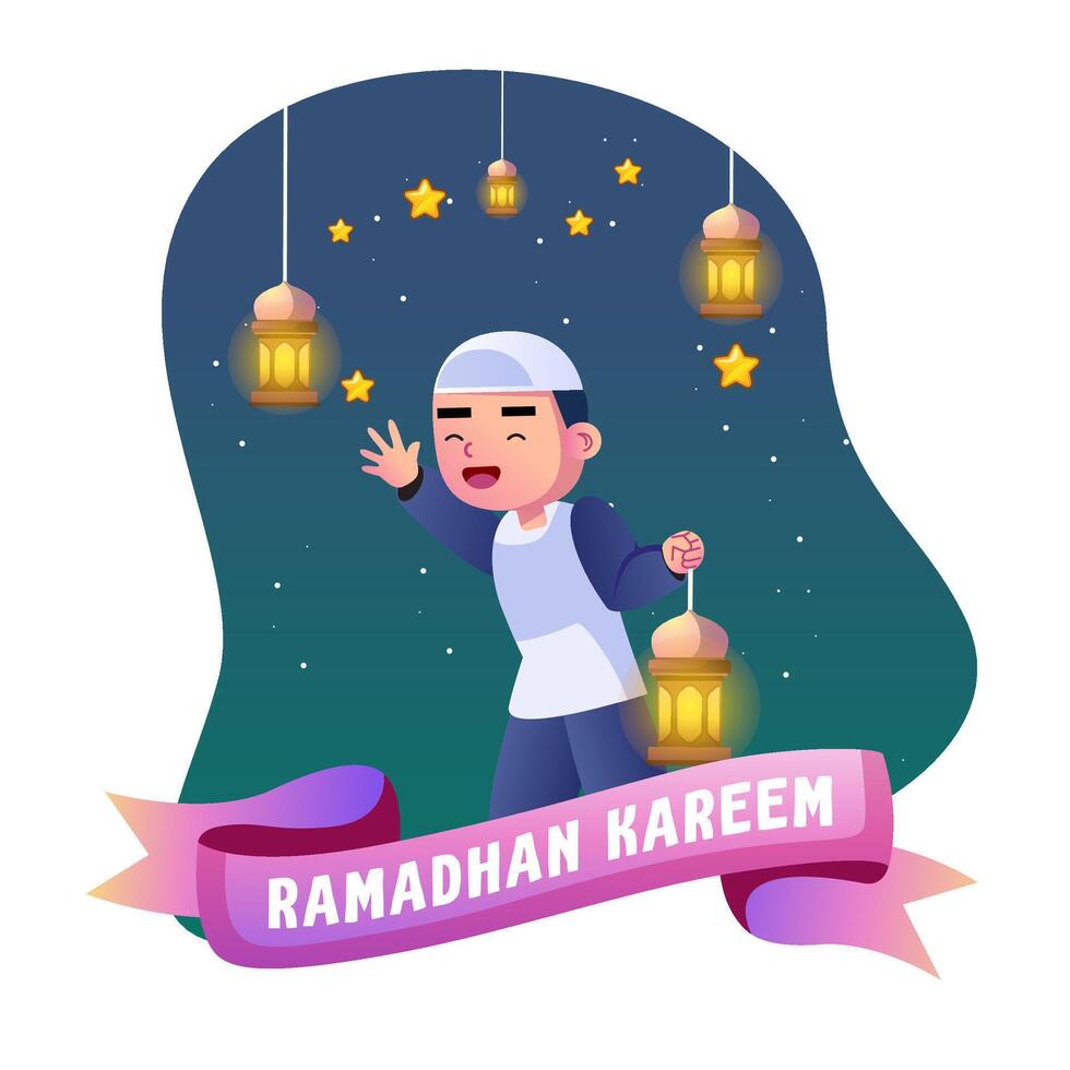 ramadan kids illustration vector