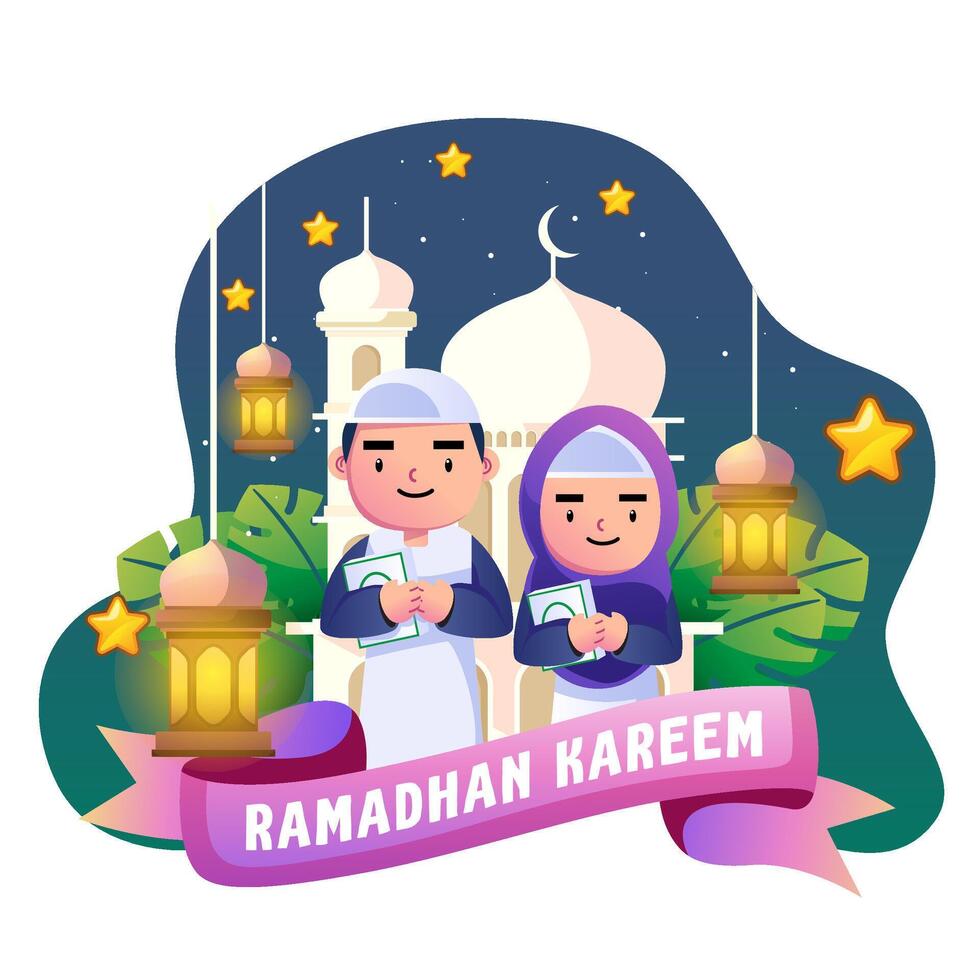 Ramadán niños ilustración vector