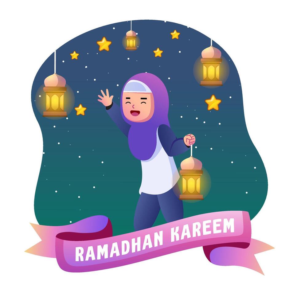 ramadan kids illustration vector