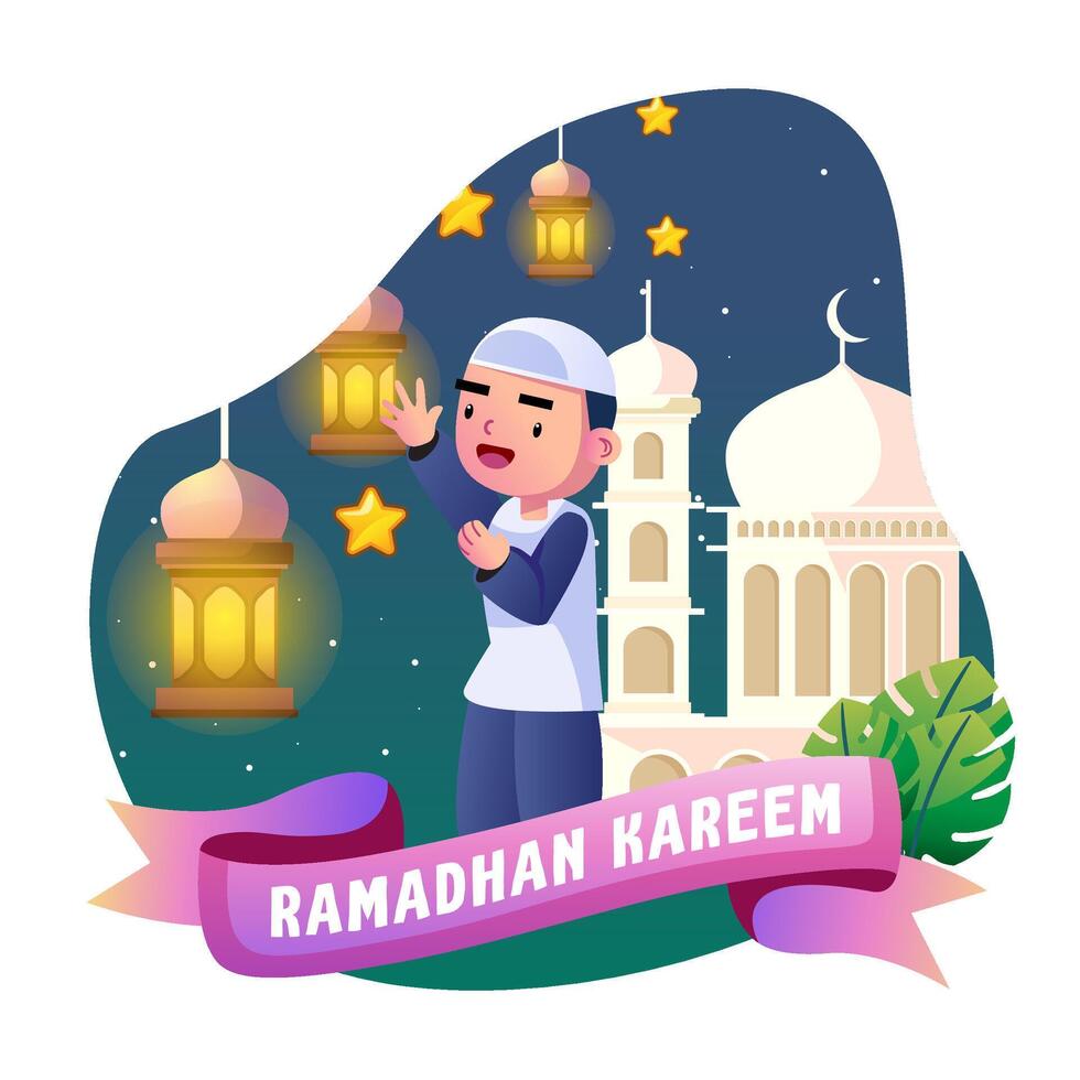 Ramadán niños ilustración vector