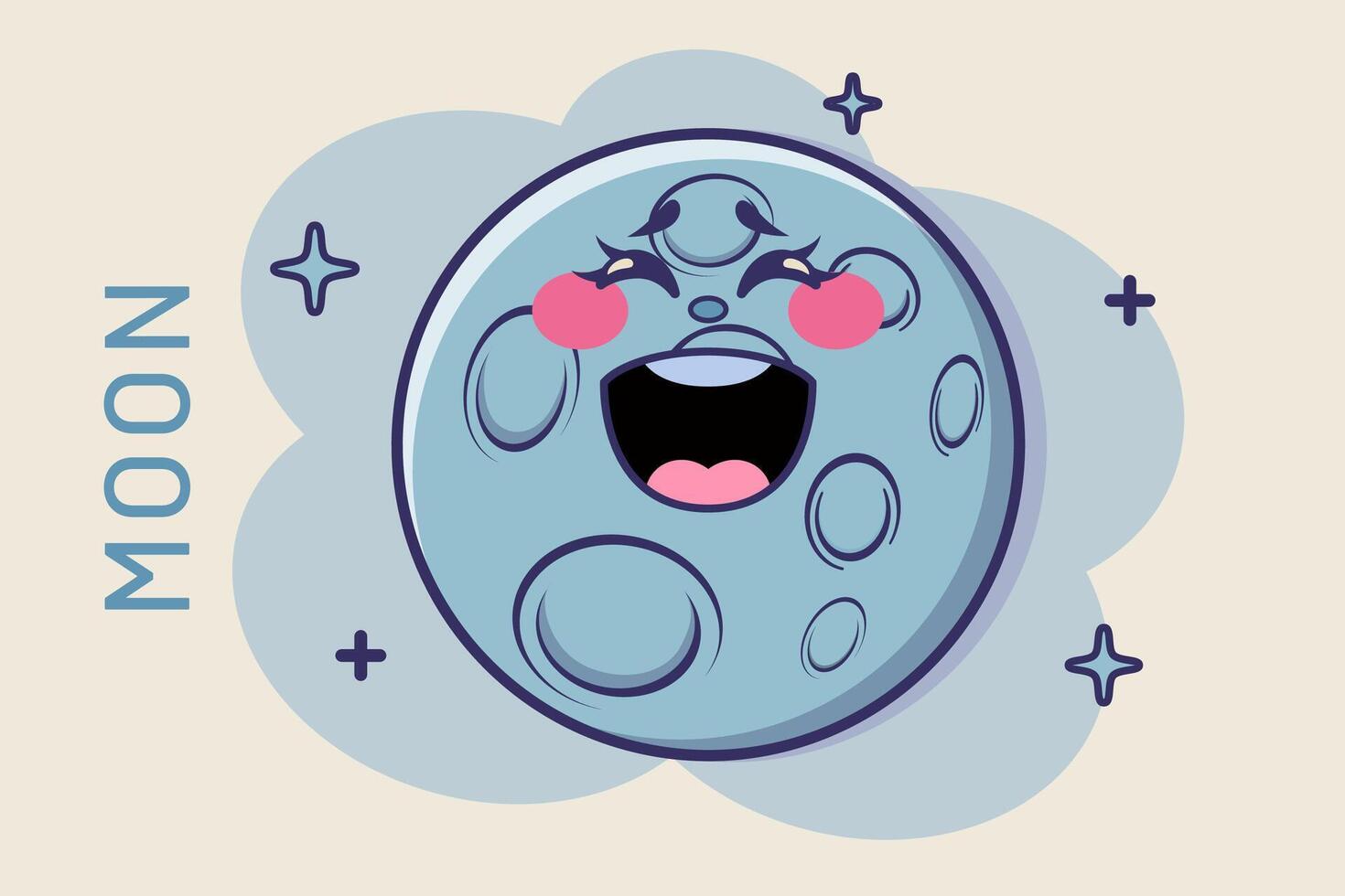 cartoon moon nighttime in comic style lunar night vector