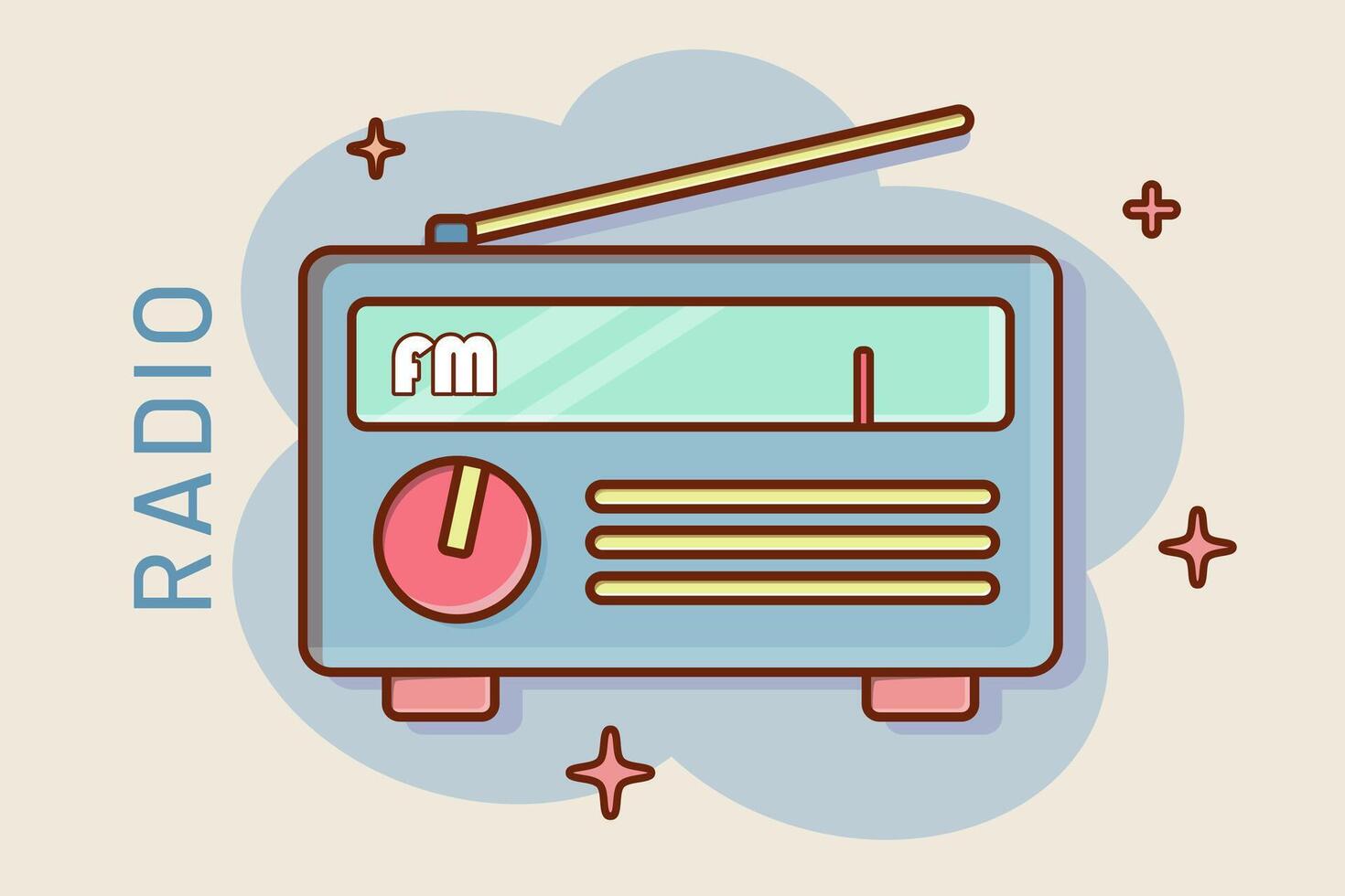 cartoon radio icon in comic style radio news sound vector