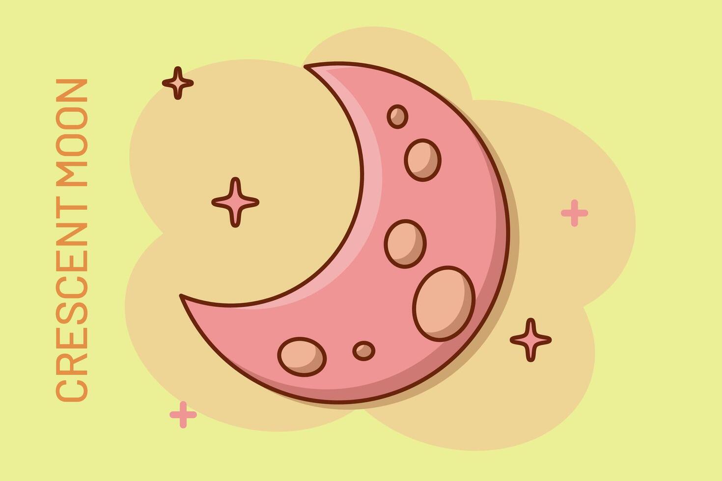 cartoon Crescent moon nighttime icon in comic vector