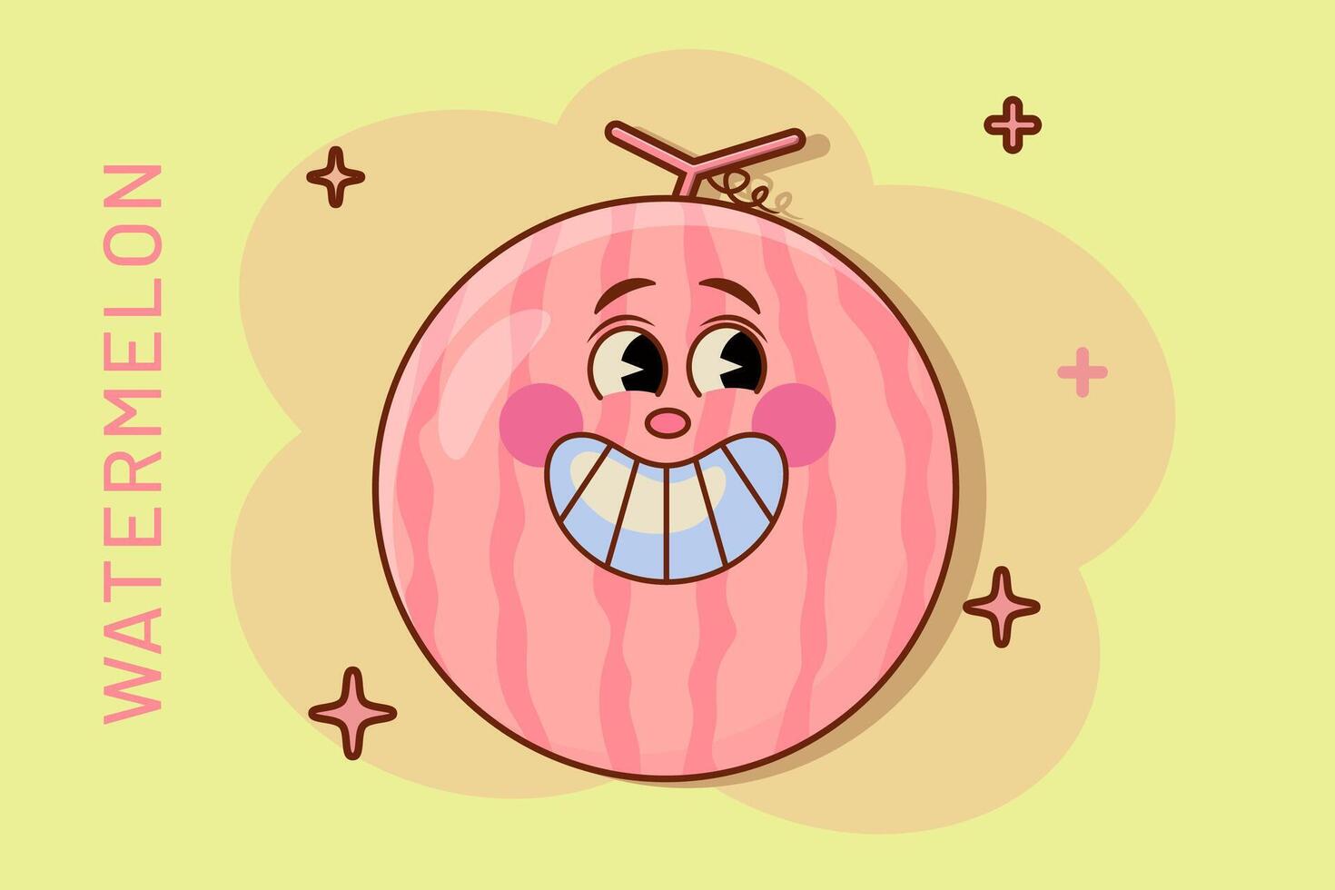 cartoon watermelon icon in comic style fruits vector