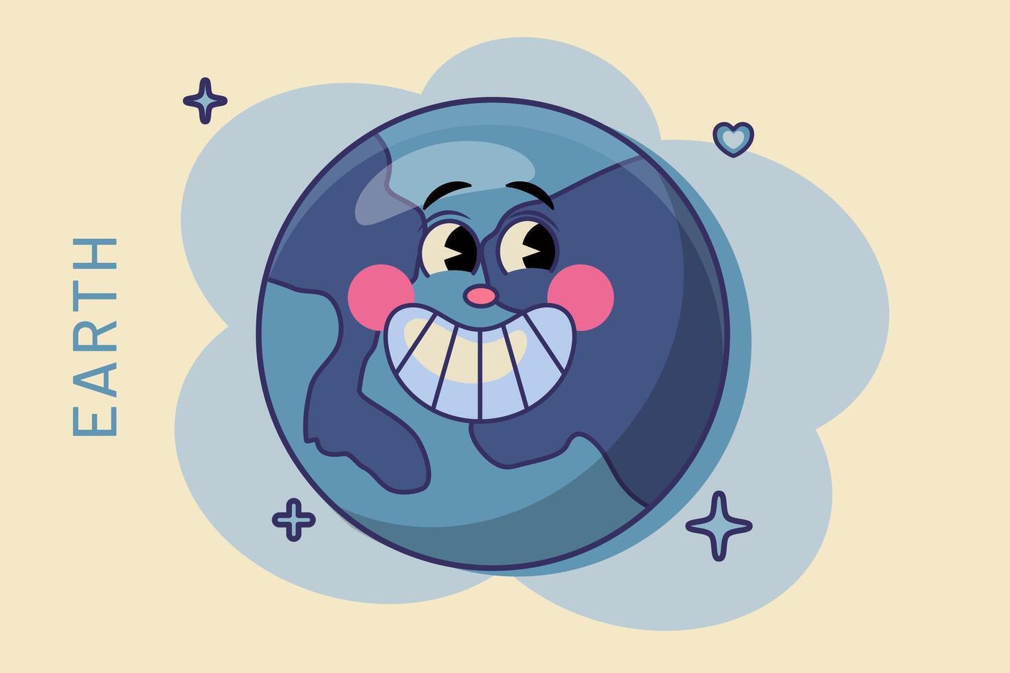 cartoon earth smile icon in comic word smile style vector