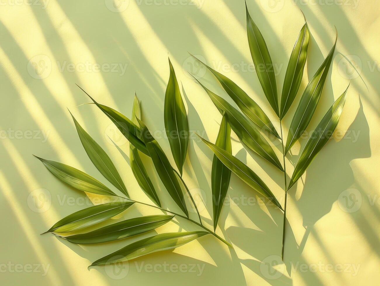 AI generated Tranquil Palm Sunday - Symbolic Willow and Palm Leaves Scene for Holy Week Commencement photo