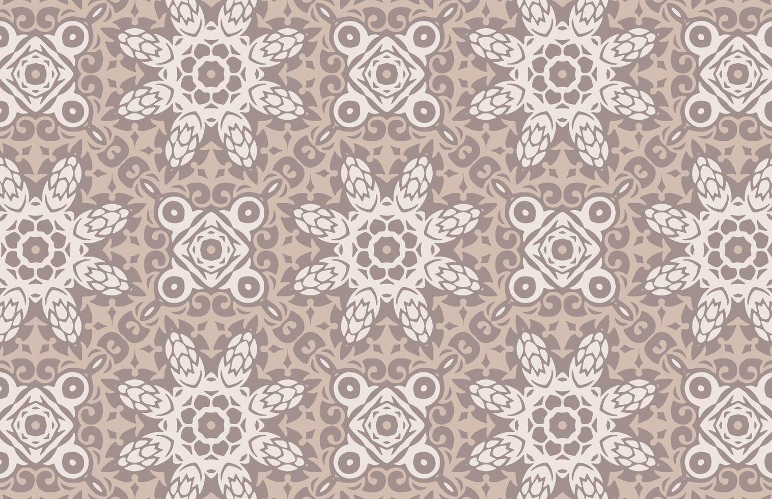 White and brown floral design pattern vector