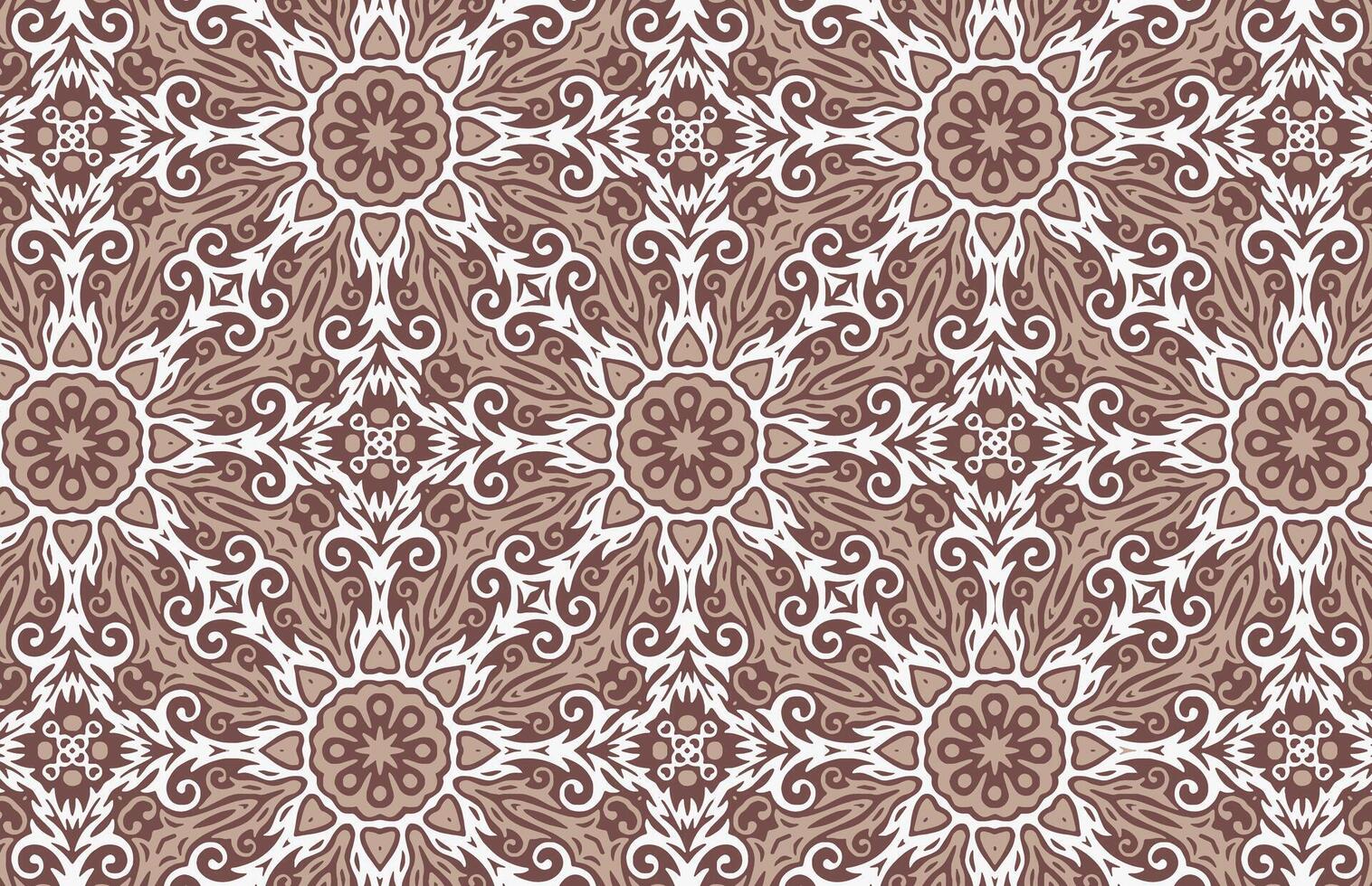 White and brown royal floral design pattern vector