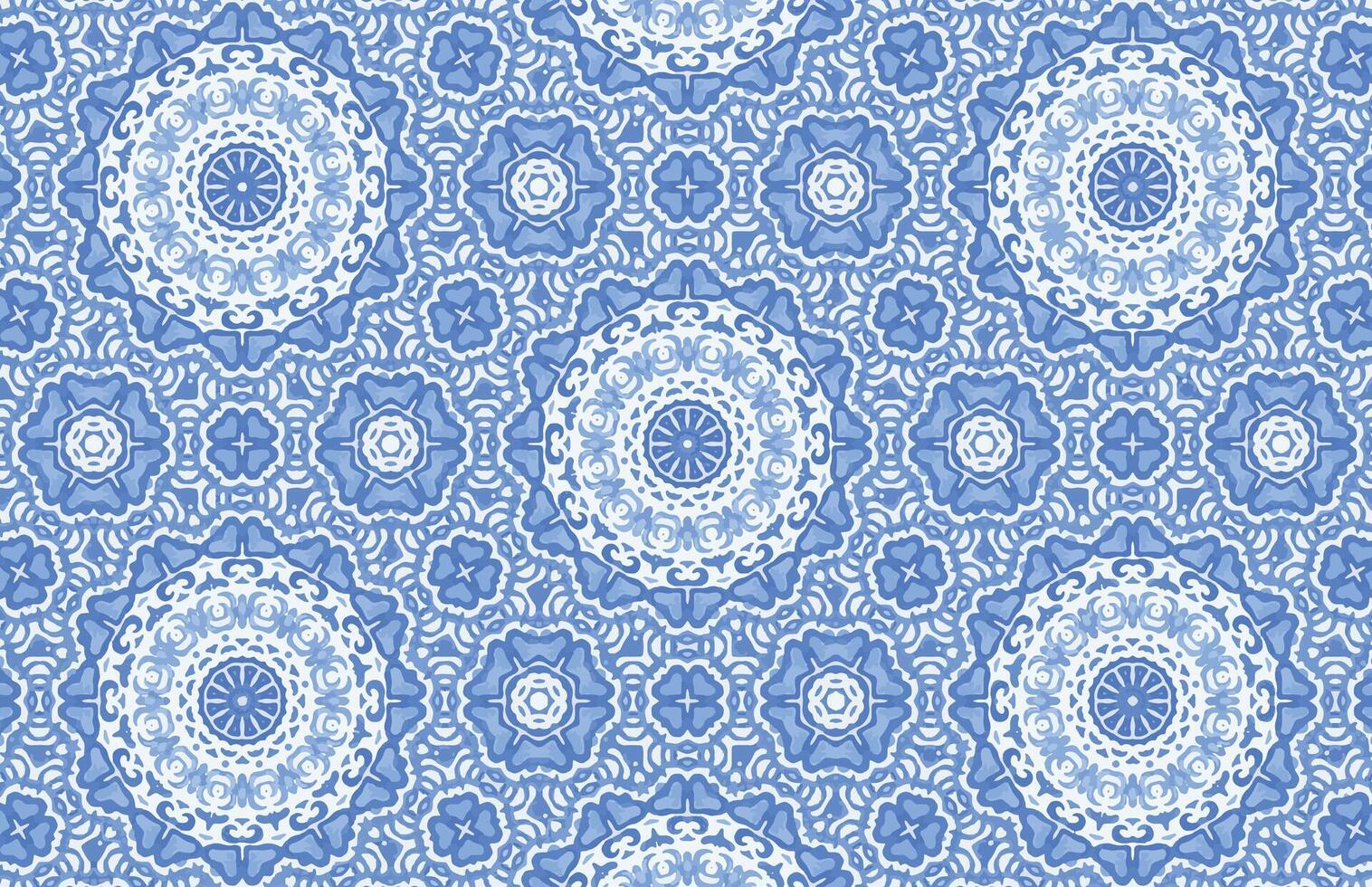 watercolor painted mandala fabric pattern vector