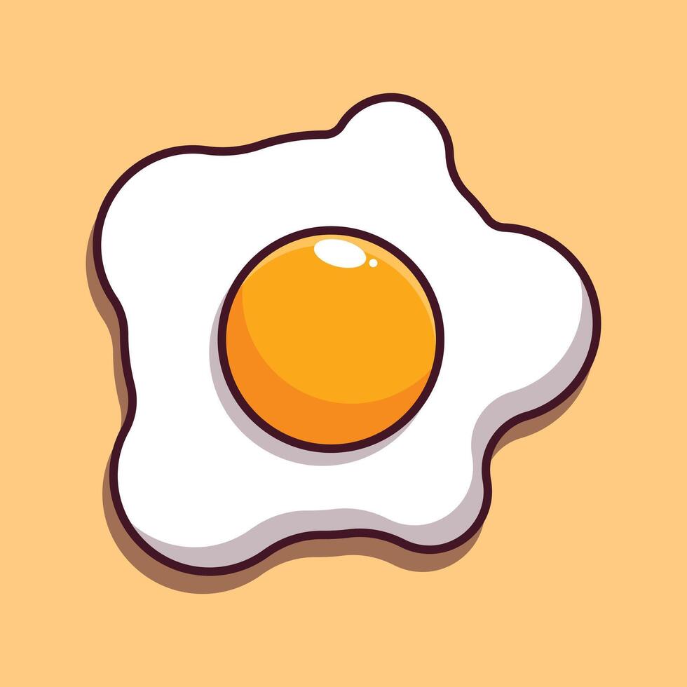 cartoon vector illustration of sunny side up fried egg.