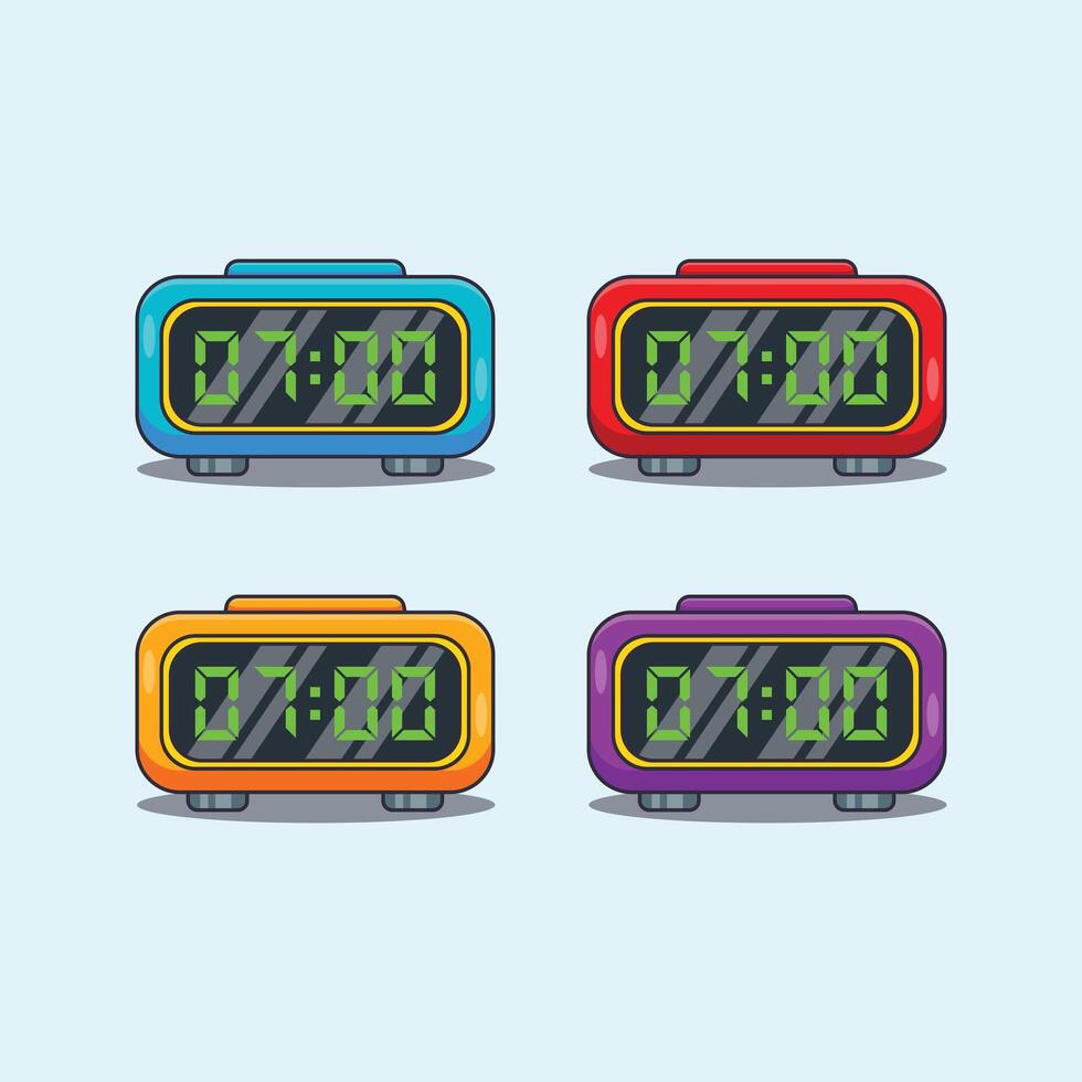Digital clock cartoon vector illustration.