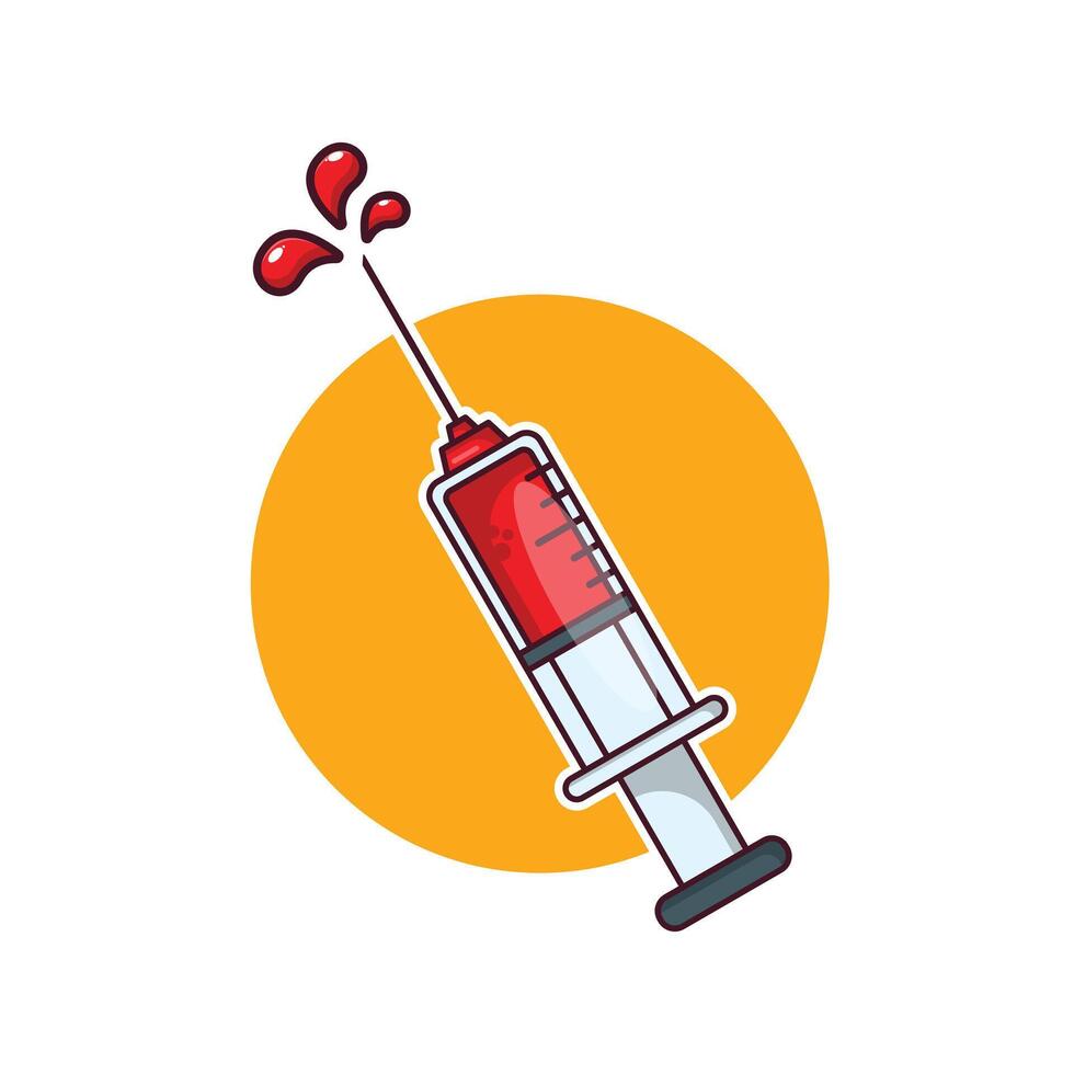 Injection syringe cartoon vector illustration.